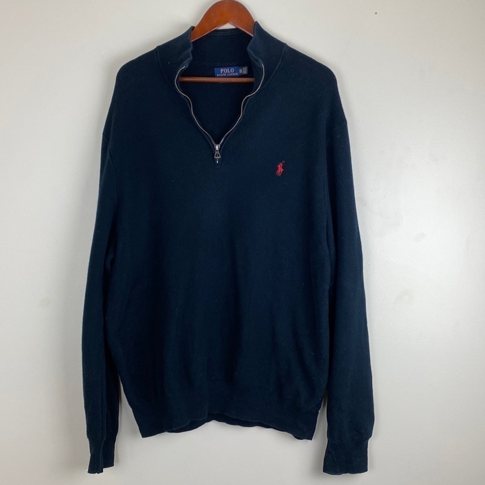 Polo Ralph Lauren Men’s Size XXL Pullover Quarter Zip 1/4 Zip Navy Blue